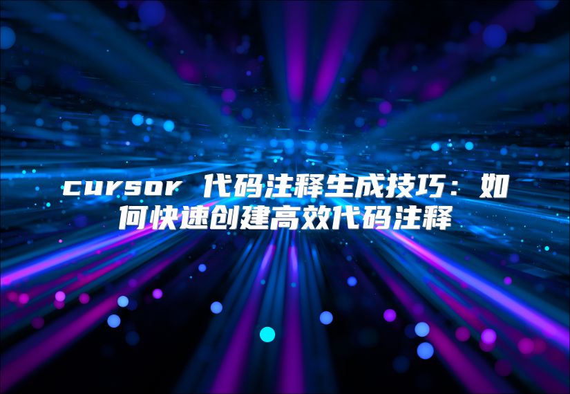 cursor 代码注释生成技巧：如何快速创建高效代码注释